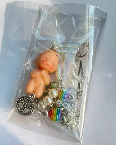 Handmade Kawaii retro y2k angel baby kewpie doll “LOVE&PEACE”🕊🌈✌️unisex necklace👼