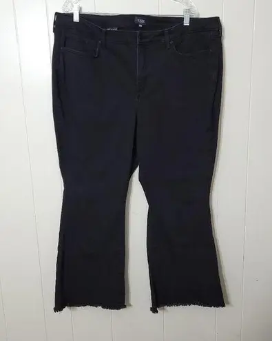 NYDJ Trinity Jeans Womens Black Denim Wide Leg Ankle Frayed Hem Size 20