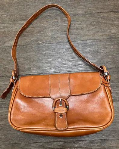 Etienne Aigner Genuine Leather Shoulder Bag Triple Compartments Buckle snap flat