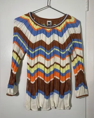 Missoni Multicolor Pointelle Knit, zig zag classic top. 40/4