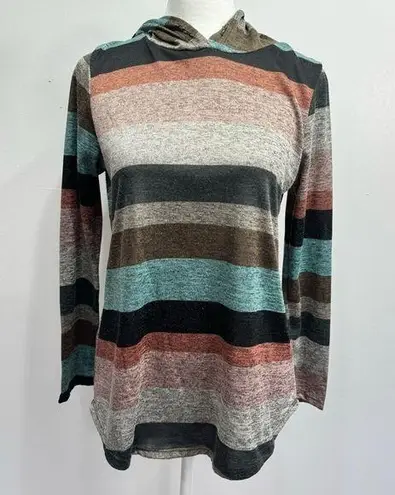 Adora Boutique Cottagecore Jewel Tone Striped Lightweight Hoodie Women’s Medium