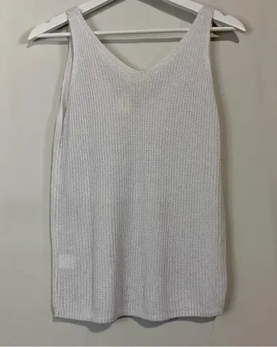 Women’s Sleeveless Knit V Neck Sweater Tank White Size XL NWOT