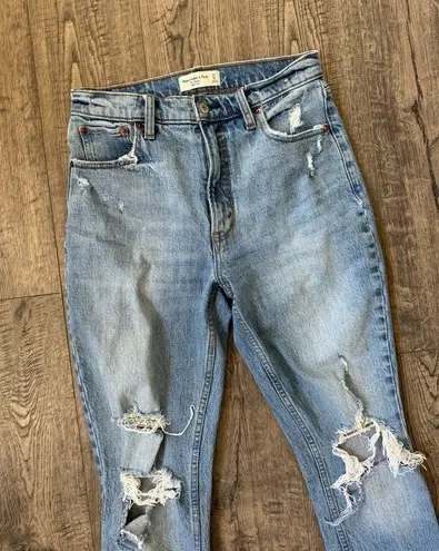 Abercrombie & Fitch  Curve Love High Rise Skinny Light Wash Distressed Jeans