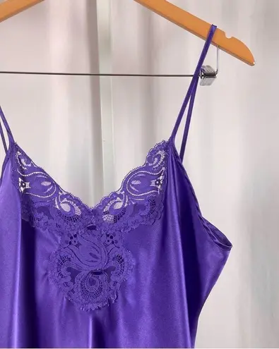 Vintage Inner Most Large Jewel Tone Lace Deep Purple Satiny Silky Slip Dress