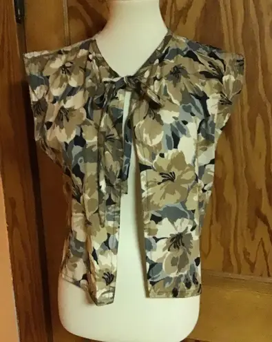 Vintage 70s earthy floral cover up vest Size M