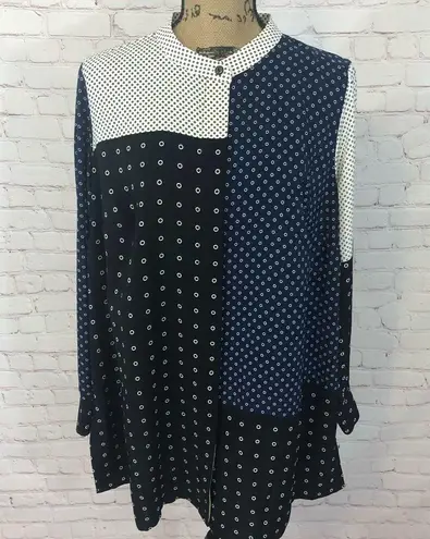 Alfani  Colorblock Blue Button Down Top - Image 2