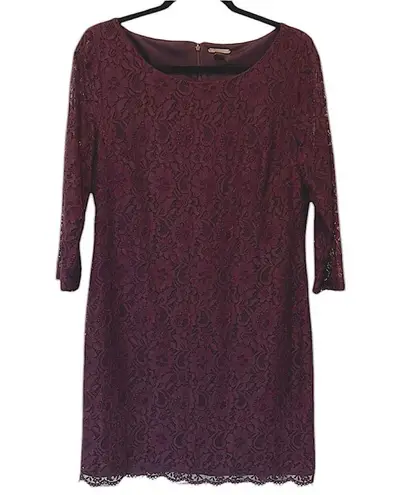Dana Buchman Lace Overlay Knee 3/4 Length Sleeve Dress