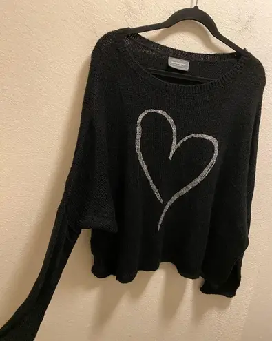 Wooden Ships  Black Heart Pullover Acrylic, Mohair, Wool Blend Sweater Size M/L