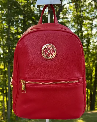 Christian LaCroix CXL by Pine Cavalier Backpack Red Faux Leather w/ Gold Accents