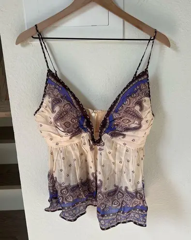 Zimmermann Maxine Plunge Blouse Tank Top In Purple Multicolor