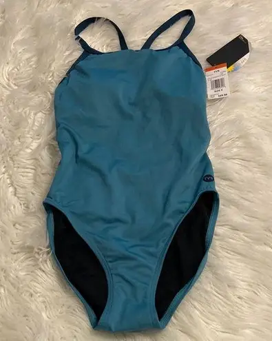 TYR Blue Athletic One Piece Swimsuit size 8 brand new color teal