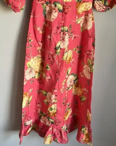 NEW EVER NEW LINEN BLEND Cartier Linen Midi Dress Pink Size 0