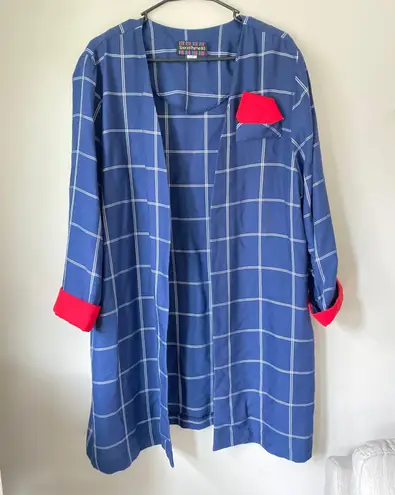 Vintage Blue White Red Womens Oversized Blazer Size 20 W 