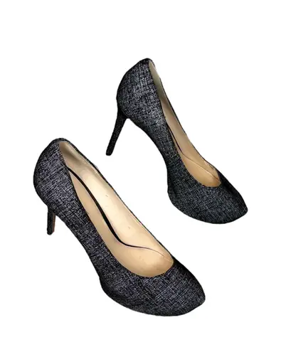 Nine West  Juliette Black Speckled Denim Metallic Suede Heels