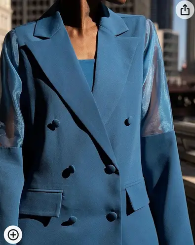 The Drop Women's Blue Sapphire Double Breasted Blazer by @signedblake