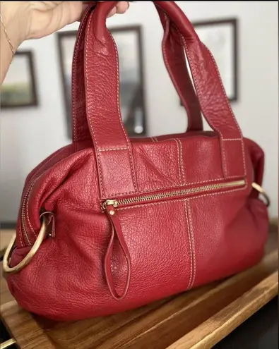 Vintage 90s purse Celsius RED leather satchel handbag Y2K retro ring detail bag