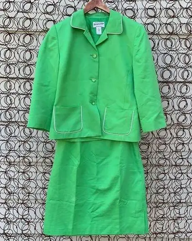 Pendleton skirt blazer set green silk blend size 6