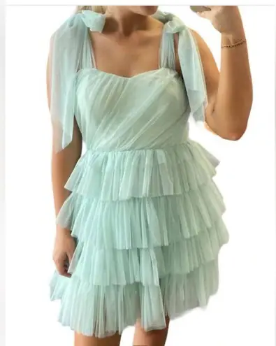 BaeVely mint green tulle tiered dress Sz L Size L