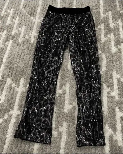 RtA Ash Metallic Sequin Leopard Track Pants Medium M