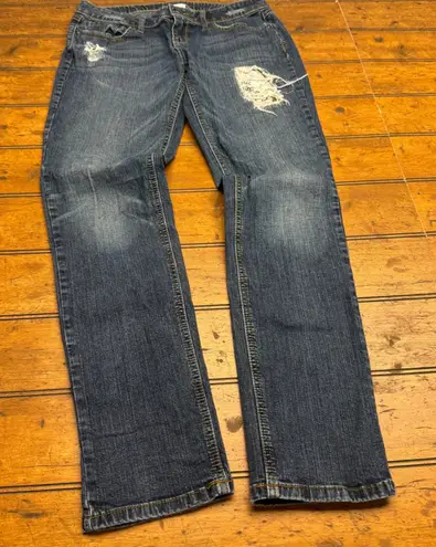 Candies Womens Blue Distressed Embellished Denim Jeans Size 7