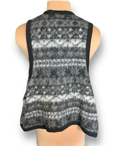 Karen Kane Black White Geometric Knit Waterfall Open Front Neutral Vest Plus 3X