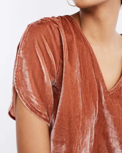 Madewell Blouse Velvet Tulip-Sleeve Ruffle Top V-neck M