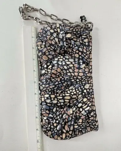 Sondra Roberts  Snake Print Clutch with Silver Chain Handle