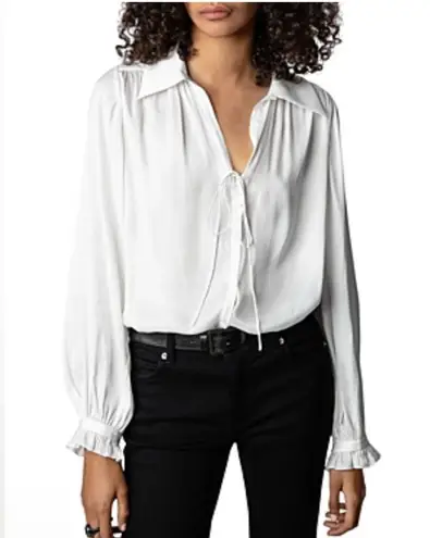 Zadig & Voltaire Tilan Satin Shirt - White Small Long Sleeve Button Down NWT