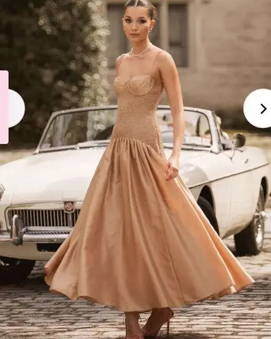 Hutch NWT Lietta Gown Gold Maxi Smocked Size M