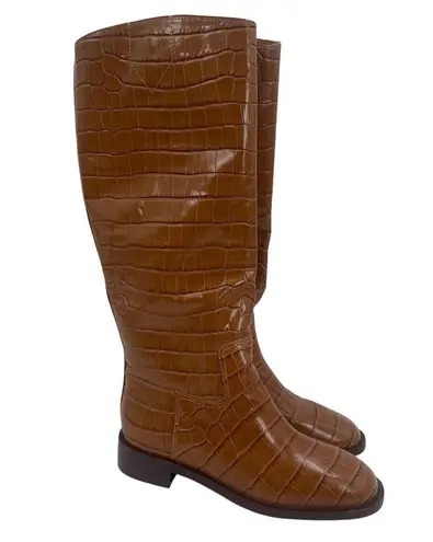 Schutz Boots Terrance Up Size 6.5 NEW Leather Crocodile Tall Embossed NWOT