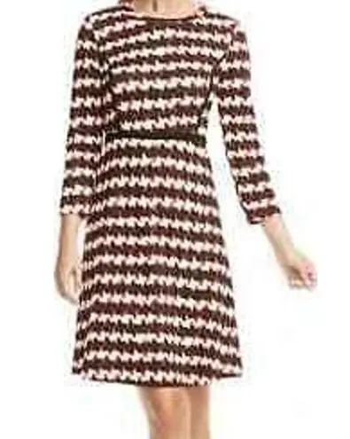 Draper James Homestead Houndstooth Fit & Flare Dress 3/4 Sleeve Multicolor Large