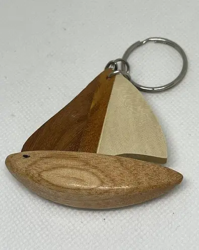 Triangle Natural Wood Keyring Smooth Finish Tribal Key Holder. TT Brown