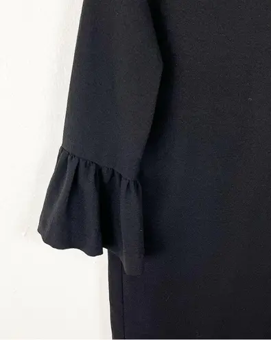 Ganni Clark Classic Black Bell Sleeves Hidden Back Zipper Dress, Size 4