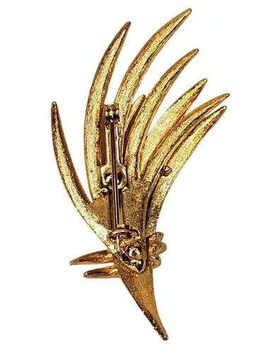 Vtg Crown Leaf Lavender Vintage Gold Tone Pin Brooch 2.5" Abstract