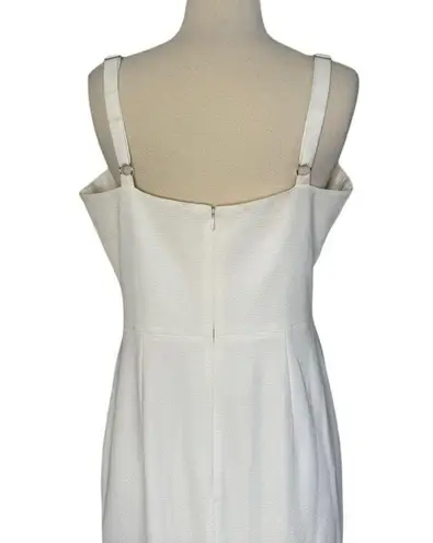 Dress the Population Off White Eve Midi Keyhole Cut Out Slit Sweetheart Dress L