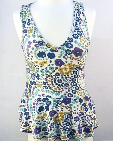 Modcloth Womens Size Small sleeveless floral peplum tank Top