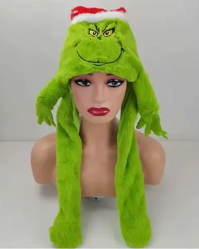 πππBOGOHOπππGreen Grinch Plush Hat with Red Santa Cap Green