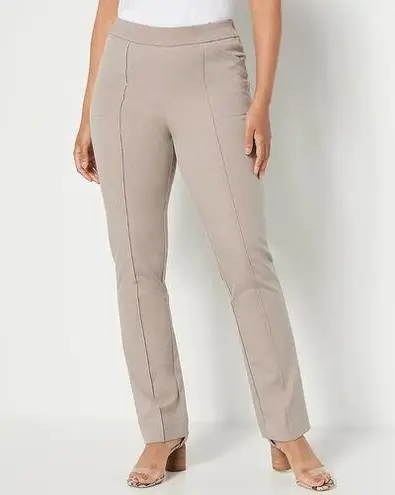 Isaac Mizrahi New Womens Live 4 T Tall 24/7 Straight Pant Stonewall Grey Tan