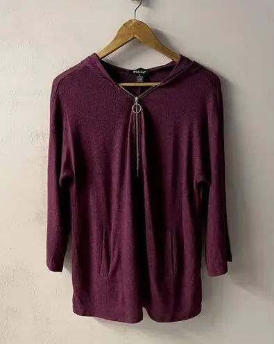 ByDesign Burgundy 3/4 Sleeve Gold Quarter Zip Hoodie EUC Size M Red Size M
