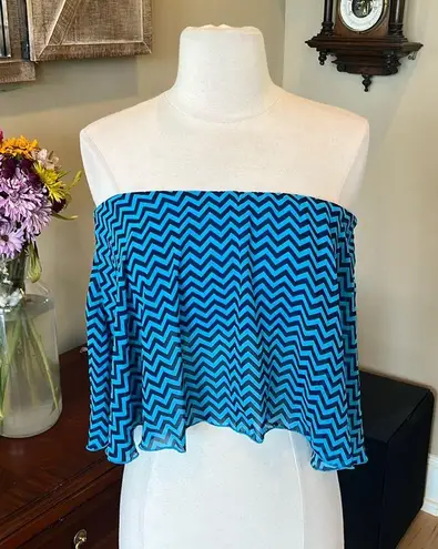 Rue 21 Bright Blue Strapless Top Crop Flowy Beach Summer