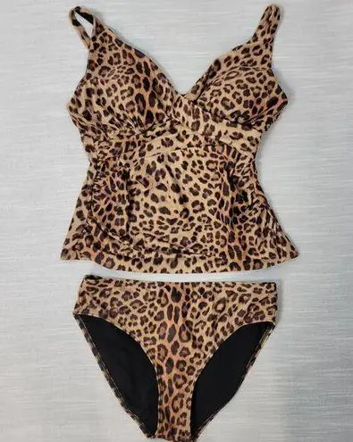 Pursuit Womens Swimsuit Size 10 Brown Leopard Print 2