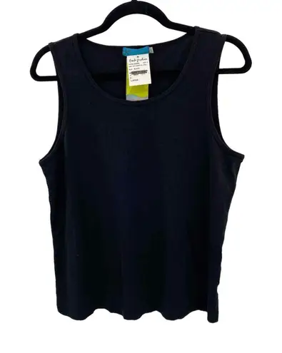Fresh Produce Baby Rib Essential Shell Tank Top Womens Large Black Cotton NEW