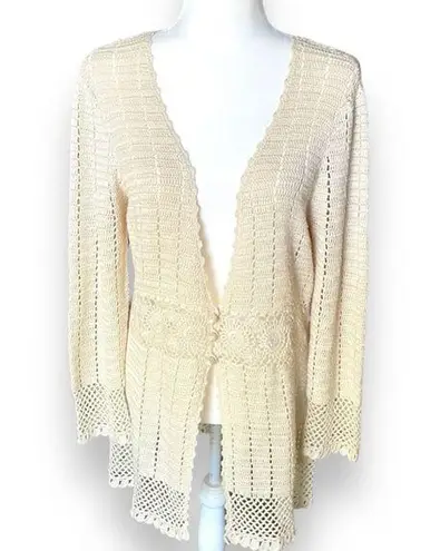 Nine West Vintage  *Rare* Linen Blend Crochet Cardigan Sweater