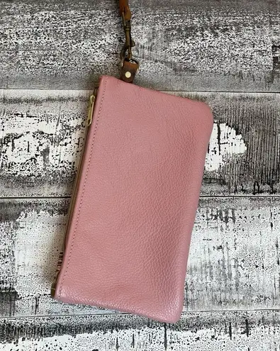 Boutique Leather Pink & metallic Gold 10”x6” wristlet.