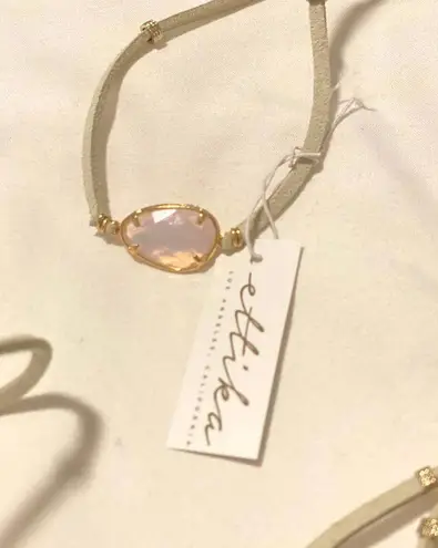 Ettika NWT Wrap Suede Necklace W/ Gold Tassle Pink Stone