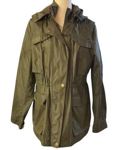 Braetan Hooded Anorak Jacket Olive Green Utility Lightweight Rain Coat Size L Size L