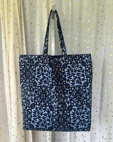 Estée Lauder Harper Bazaar Estee Lauder Abstract Block Printing Folk Art Canvas Open Tote Bag