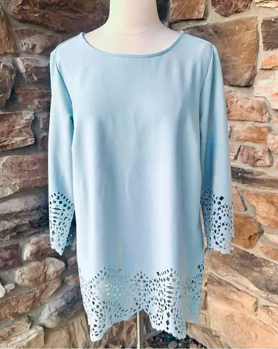 Dennis Basso Luxe Crepe Laser Cut Top