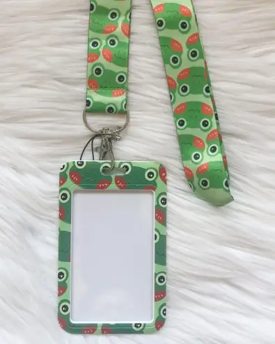 Frog lanyard with Id/ card holder Green