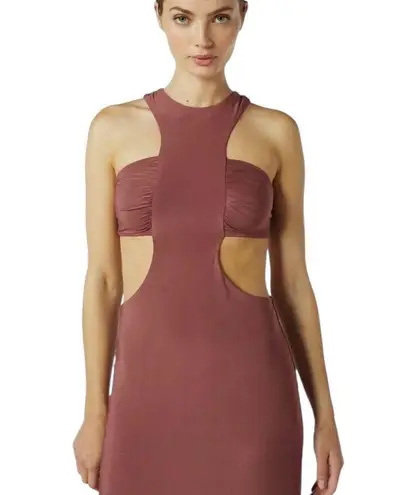 MISA Los Angeles Lyra Cut Out Jersey Knit Maxi Dress Cocoa Brown Size S NWT